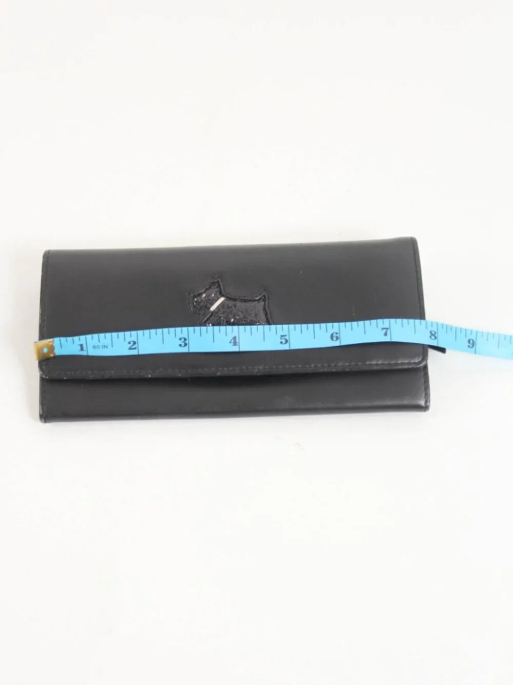 Radley London Black Leather Scottie Dog Long Wallet Checkbook Clutch Organizer
